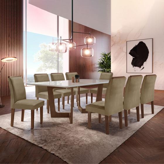 Imagem de Conjunto Sala De Jantar Nápoles Tampo Vidro/MDF com 8 Cadeiras Luísa Smart Plus