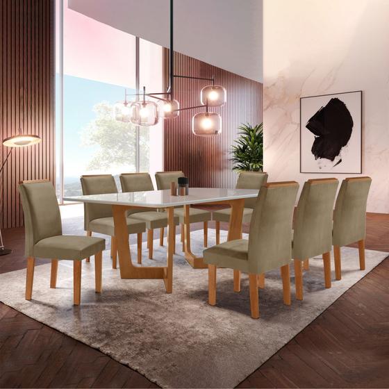 Imagem de Conjunto Sala De Jantar Nápoles Tampo Vidro/MDF com 8 Cadeiras Luísa Smart Plus