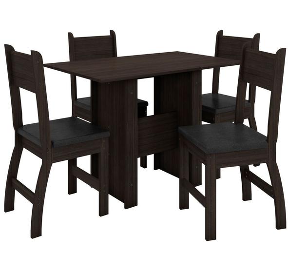 Imagem de Conjunto Sala de Jantar para cozinha Poliman Milano com 4 cadeiras - Amêndoa