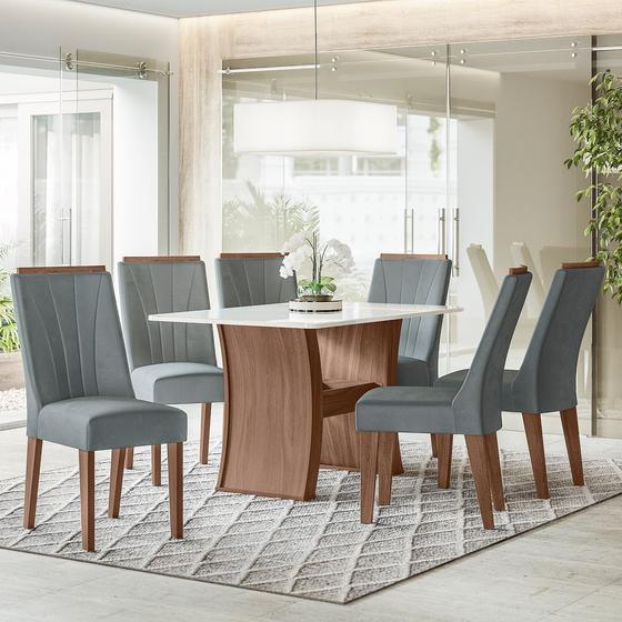 Imagem de Conjunto sala de jantar polonia 1,35 com 6 cadeiras amen 03a