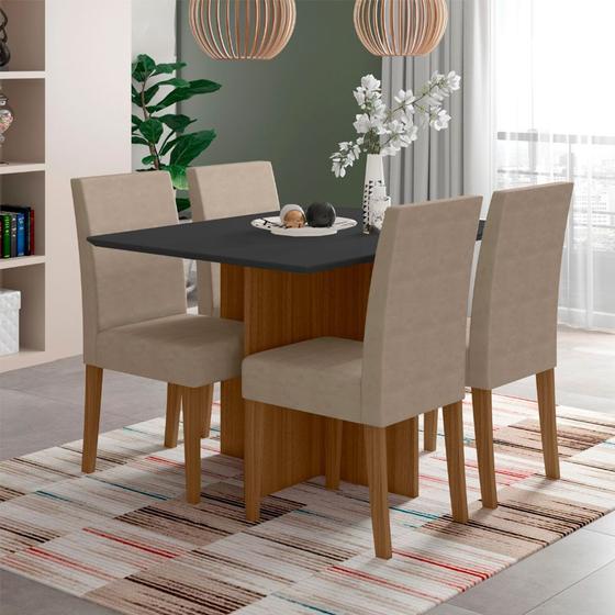 Imagem de Conjunto Sala de Jantar Retangular Mesa Helo 120cm e 04 Cadeiras Josi Poliman Móveis
