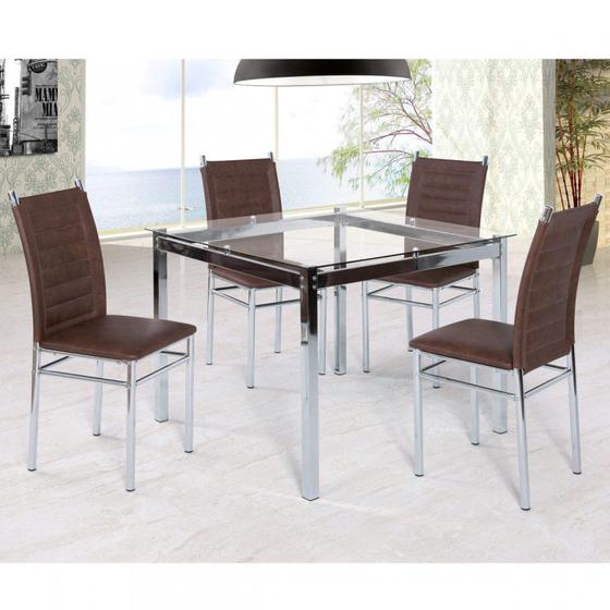 Conjunto Sala de Jantar Tokio Mesa 4 Cadeiras Art Panta Cromado/Marrom Tex é boa?