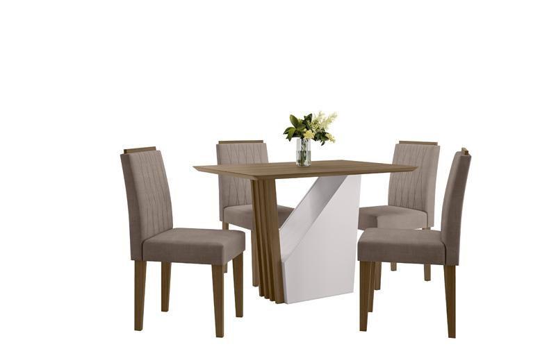 Imagem de Conjunto Sala de Jantar Veneza 1,20x0,80m e 4 Cadeiras Ana Imbuia / Veludo Marrom Rose