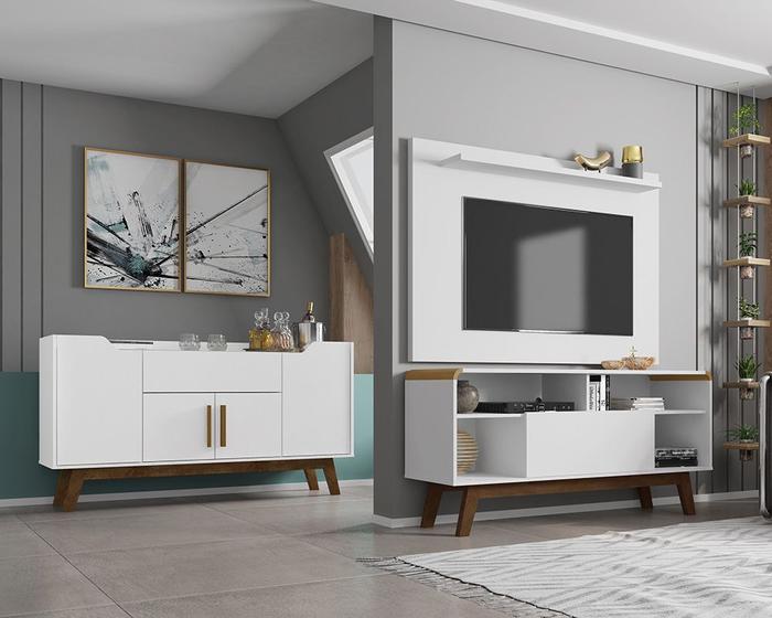 Conjunto Sala Rack Lazuli com Painel Kenzo e Aparador Future Menor preço em Conjunto Sala Rack Lazuli com Painel Kenzo e Aparador Future