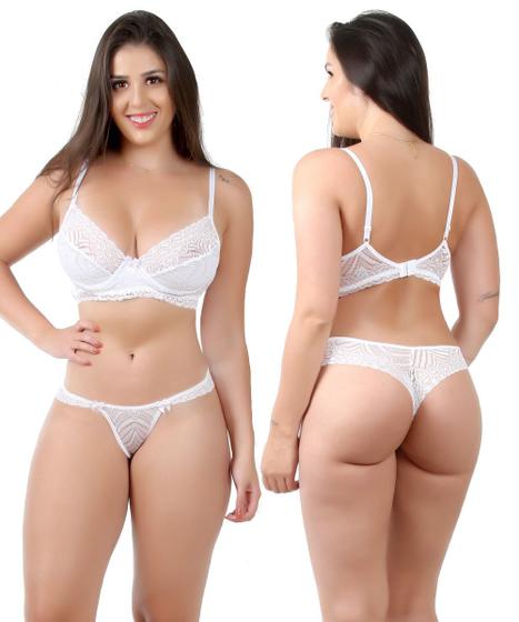 Imagem de conjunto sem bojo com aro branco lingerie Isa lingerie