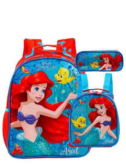 Imagem de Conjunto Sereia Ariel Mochila + Lancheira + Estojo