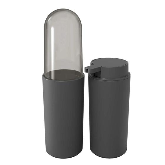 Imagem de Conjunto Serene Porta Escova com tampa e Porta Sabonete 2pçs Cinza Chumbo Coza