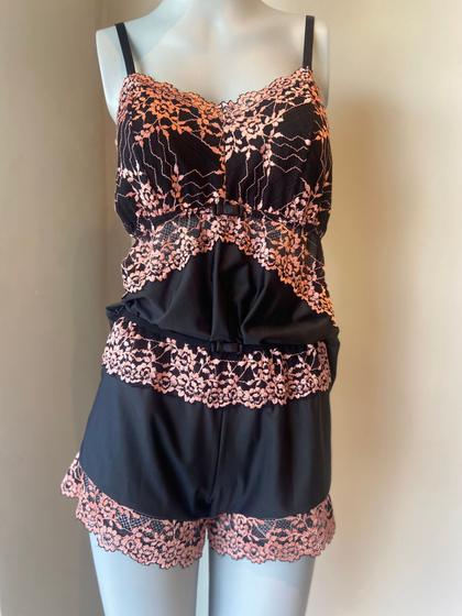 Imagem de Conjunto short doll em malha com renda cores e tamanhos variados.