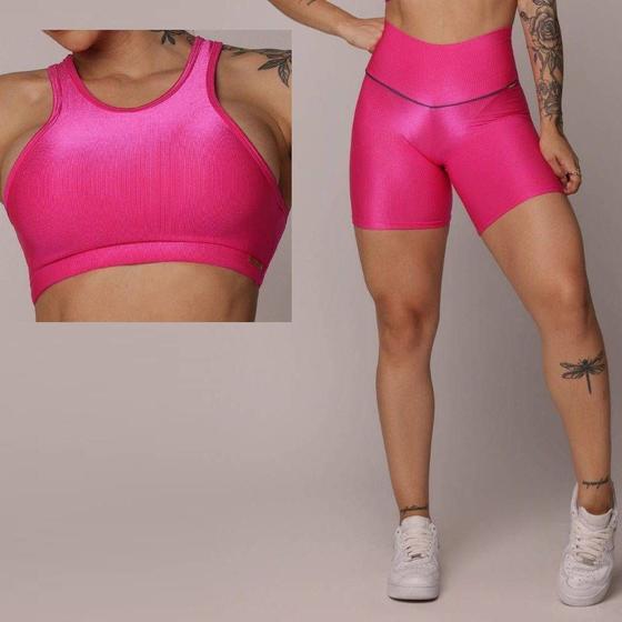 Imagem de Conjunto Short Legging Walk + Top Glossy Pink Moving