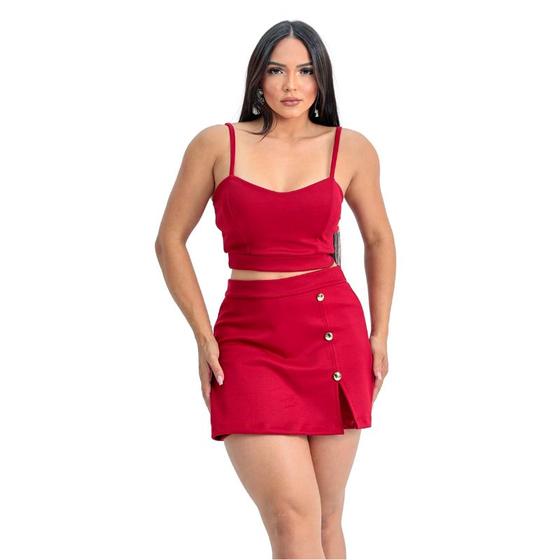 Imagem de Conjunto Short Saia feminino Alfaiataria com bojo em 3 cores