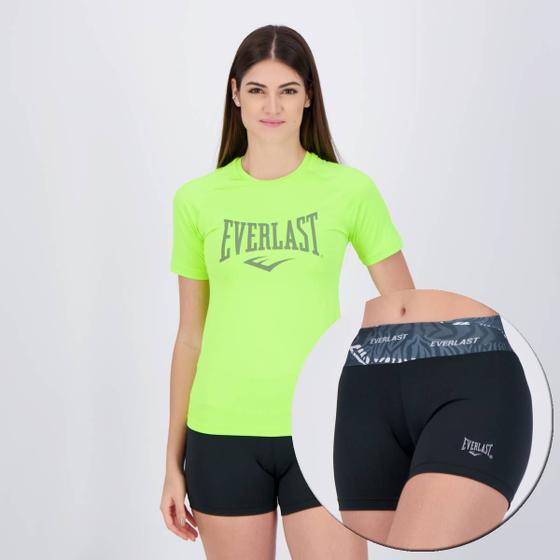 Imagem de Conjunto Shorts e Camisa Everlast Feminino Verde e Preto