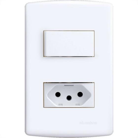 Imagem de Conjunto Siena 4X2 Branco Com Placa (1Paralelo+1Tomada 10A) 6085