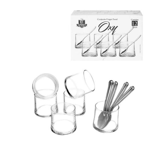 Imagem de Conjunto Sobremesa 6 Copos 130Ml 6 Colheres Finger Food Oxy