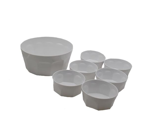 Imagem de Conjunto Sobremesa Oitavado Tigela Saladeira 7 Peças Branco