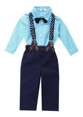 Imagem de Conjunto Social Masculino Infantil Suspensório Gravata Borbo