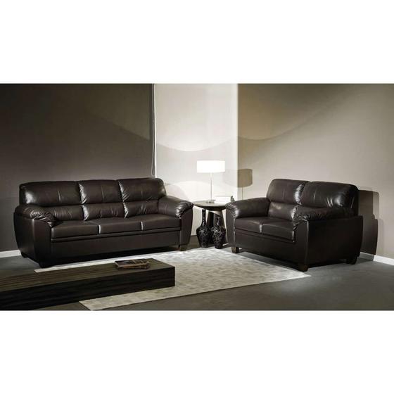 Conjunto Sofá 2 e 3 Lugares Bayron Couro Marrom Menor preço em Conjunto Sofá 2 e 3 Lugares Bayron Couro Marrom