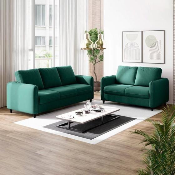 Imagem de Conjunto Sofá com 2 e 3 Lugares em Veludo CabeCasa MadeiraMadeira