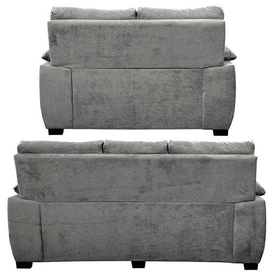 Conjunto Sofá Luxemburgo 3 E 2 Lugares 1,52m e 2,02m Suede Cinza CAMA