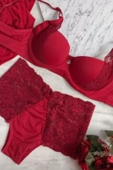 Imagem de Conjunto sofisticado sutiã e calcinha estruturado com tecido duplo lipdel luxe (tam g) lindelucy