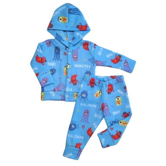 Imagem de Conjunto Soft Bebê Calça e Blusão com Capuz Roupa Inverno