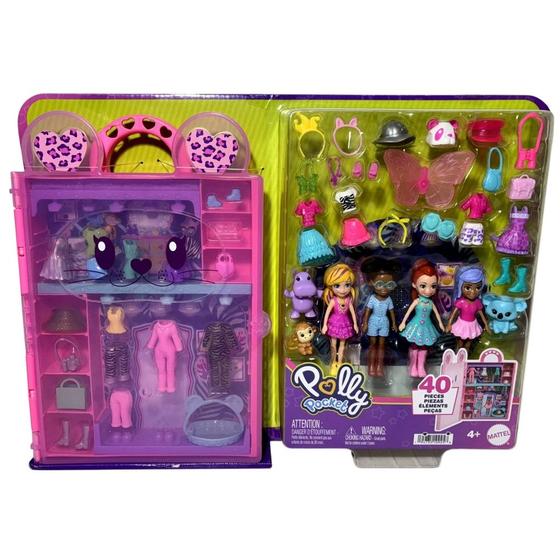 Imagem de Conjunto Super Armário De Animais Boneca Polly Pocket E Amigas Acessórios Roupas Roupinhas - Mattel