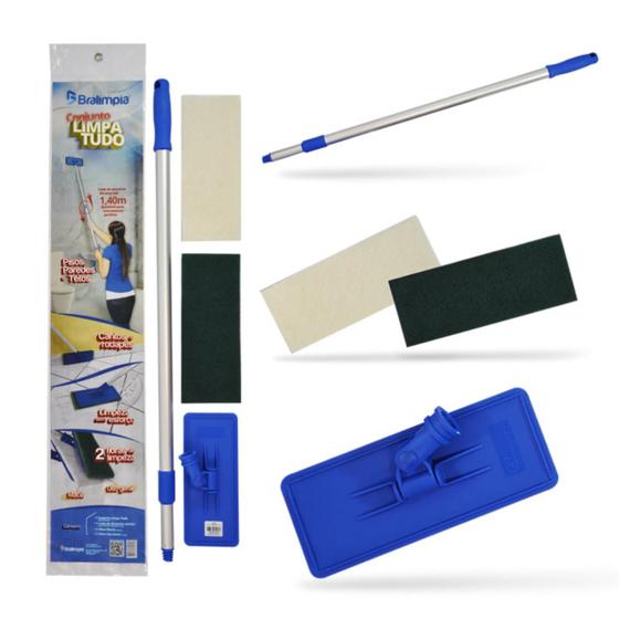 Imagem de CONJUNTO Suporte Limpa Tudo Bralimpia C/ Cabo Extensor + 2 Fibras