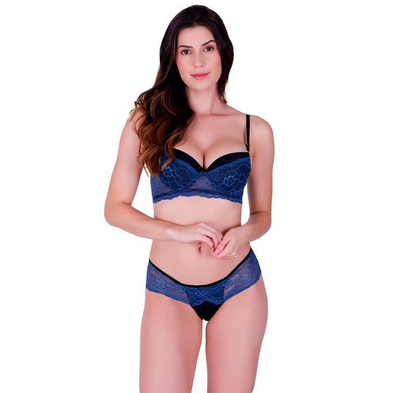Imagem de Conjunto Sutiã com Bojo e Arco Calcinha Laterais com Renda