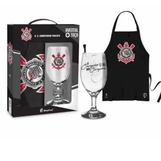 Conjunto Taça Windsor + Avental Do Corinthians Timão Menor preço em Conjunto Taça Windsor + Avental Do Corinthians Timão