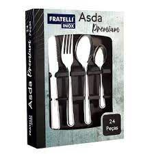 Conjunto Talheres Aço Inox 24 Peças Asda Premium-FRATELLI Menor preço em Conjunto Talheres Aço Inox 24 Peças Asda Premium-FRATELLI