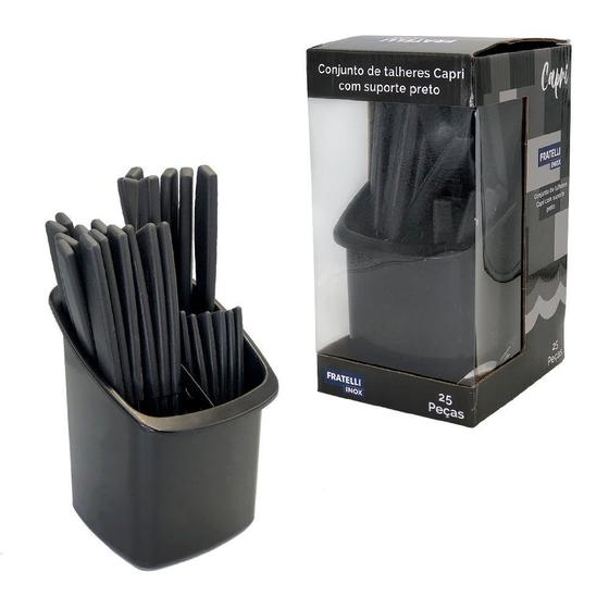 Conjunto com suporte, Talheres Capri 25 Peças inox