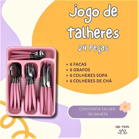 Imagem de Conjunto Talheres de Qualidade 24 Pçs Inos Cabo Plastico ABS