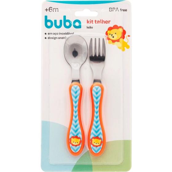 Imagem de conjunto TALHERES INFANTIL INOX 2 PÇS ESTRELINHA BUBA Leão