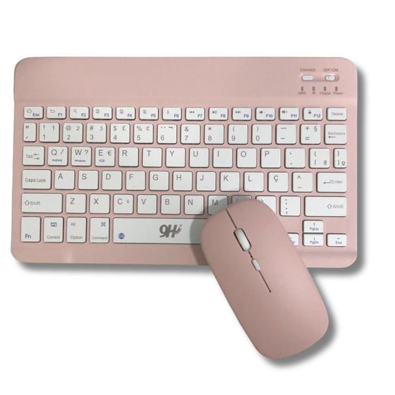 Imagem de Conjunto Teclado C/ Mouse Bluetooth S/ Fio Colorido Wireless