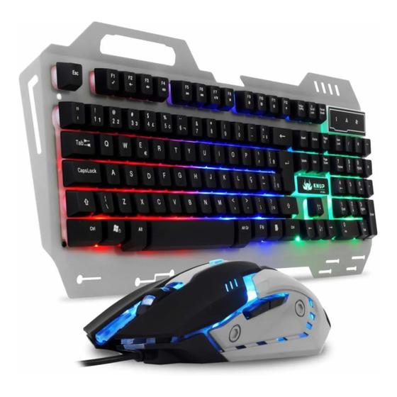 Conjunto Teclado e Mouse Óptico Gamer Semi Mecânico c/ Led RGB Knup KP ...