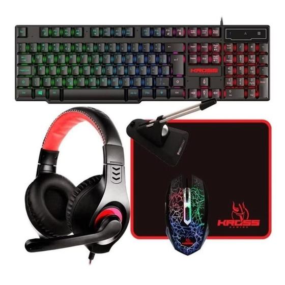 Imagem de Conjunto teclado mouse fone de ouvido para gaming iluminados 5 em 1