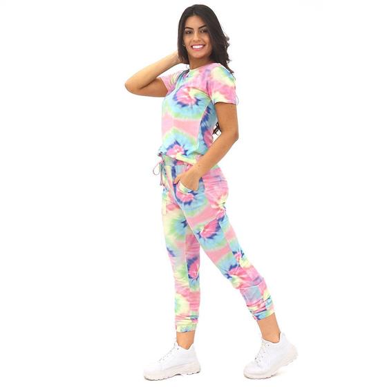 Imagem de Conjunto Tie Dye Tai Dai Feminino Blusa Calça Viscolycra