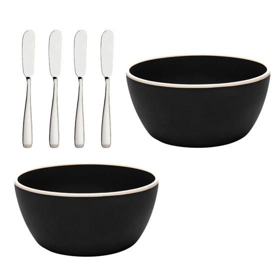 Imagem de Conjunto Tigelas De Cereal 2 Unidades + Espátulas Inox 4 Pçs