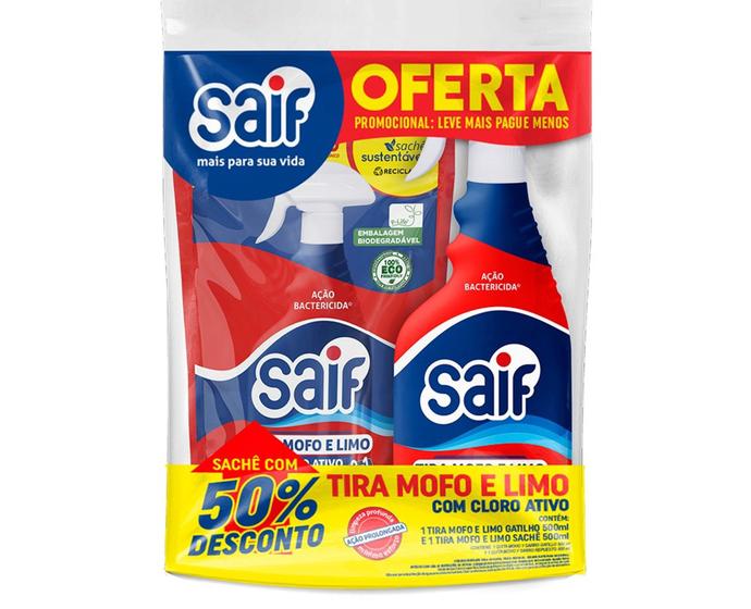 Imagem de Conjunto Tira Mofo e Limo Saif - 1 gatilho 500ml + 1 sache 500ml