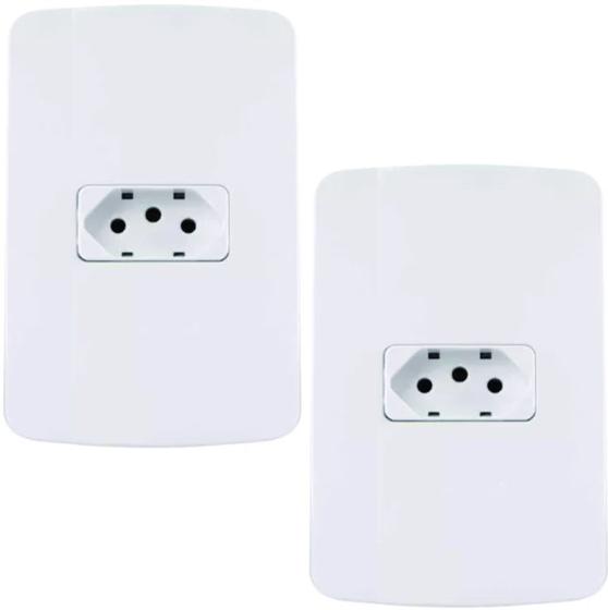 Imagem de Conjunto Tomada 10A 2P+T 250V 4x2 Branco - kit 2 Und