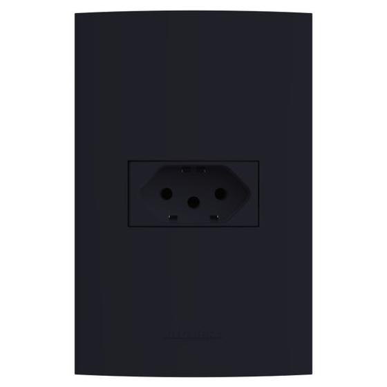 Imagem de Conjunto Tomada 10A 2P+T 4x2 Preto Fosco 85740 Alumbra