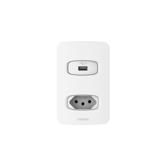 Imagem de Conjunto Tomada 10A + Tomada p/ USB 4x2 Gracia Alumbra