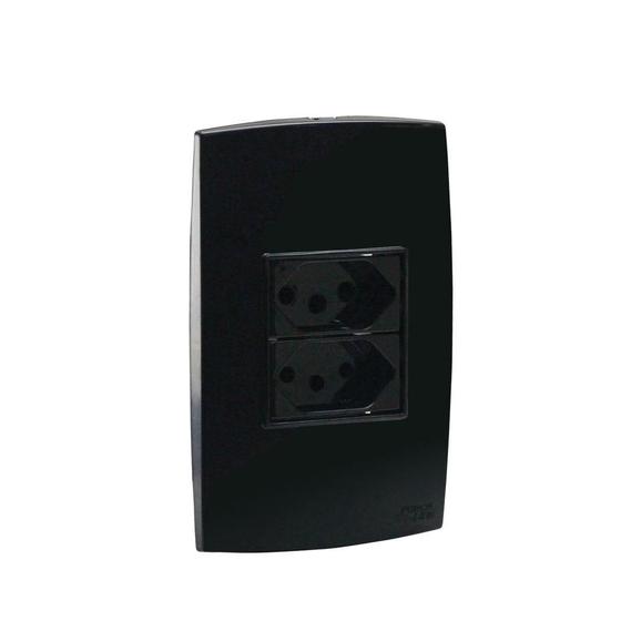 Imagem de Conjunto Tomada Dupla 10A Preto Force Line
