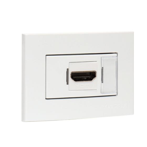 Imagem de Conjunto Tomada HDMI Embutir Mesa Moveis planejados MDF Sleek Branco Margirius