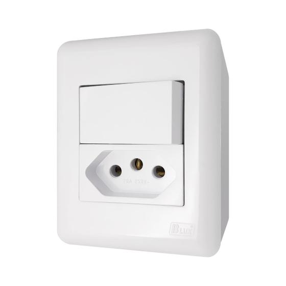 Imagem de Conjunto Tomada Home Overlap 1 Tecla Simples 20a - 250v - B.lux