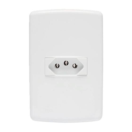 Conjunto Tomada Iriel 10a 220v 2 Polos + Terra 4x2 Branco - Adaptador ...