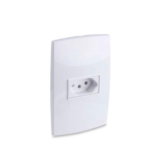 Imagem de Conjunto Tomada Simples 2P+T 10A 250V Branco Rubi - Force Line