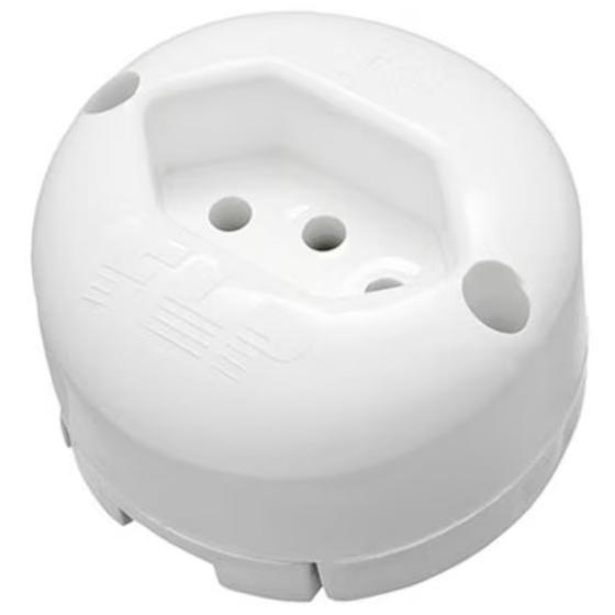 Imagem de Conjunto Tomada Sobrepor Externa 10A 3 Pinos Bivolt Elétrica Sistema X FLP Simples Redonda Branco