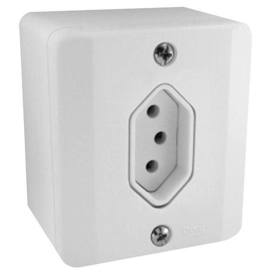 Imagem de Conjunto Tomada Sobrepor Simples 10A Radial Linha R Sistema X 3 Pinos com Caixa Externo