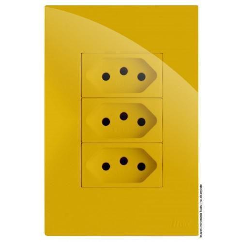Imagem de Conjunto Tomada Tripla 20A 4X2 Recta Mostarda Brg11233-1Mt