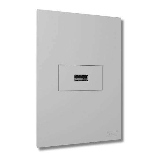 Imagem de Conjunto Tomada Usb 2a Com Placa Completa Cor Prata/Cinza/ Grafite  - B.lux
